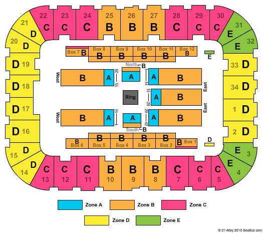 Berglund Center Coliseum WWE Zone Seating Chart